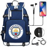 Manchester City Football Club USB Charging Backpack School NoteBook Laptop Travel Bags
